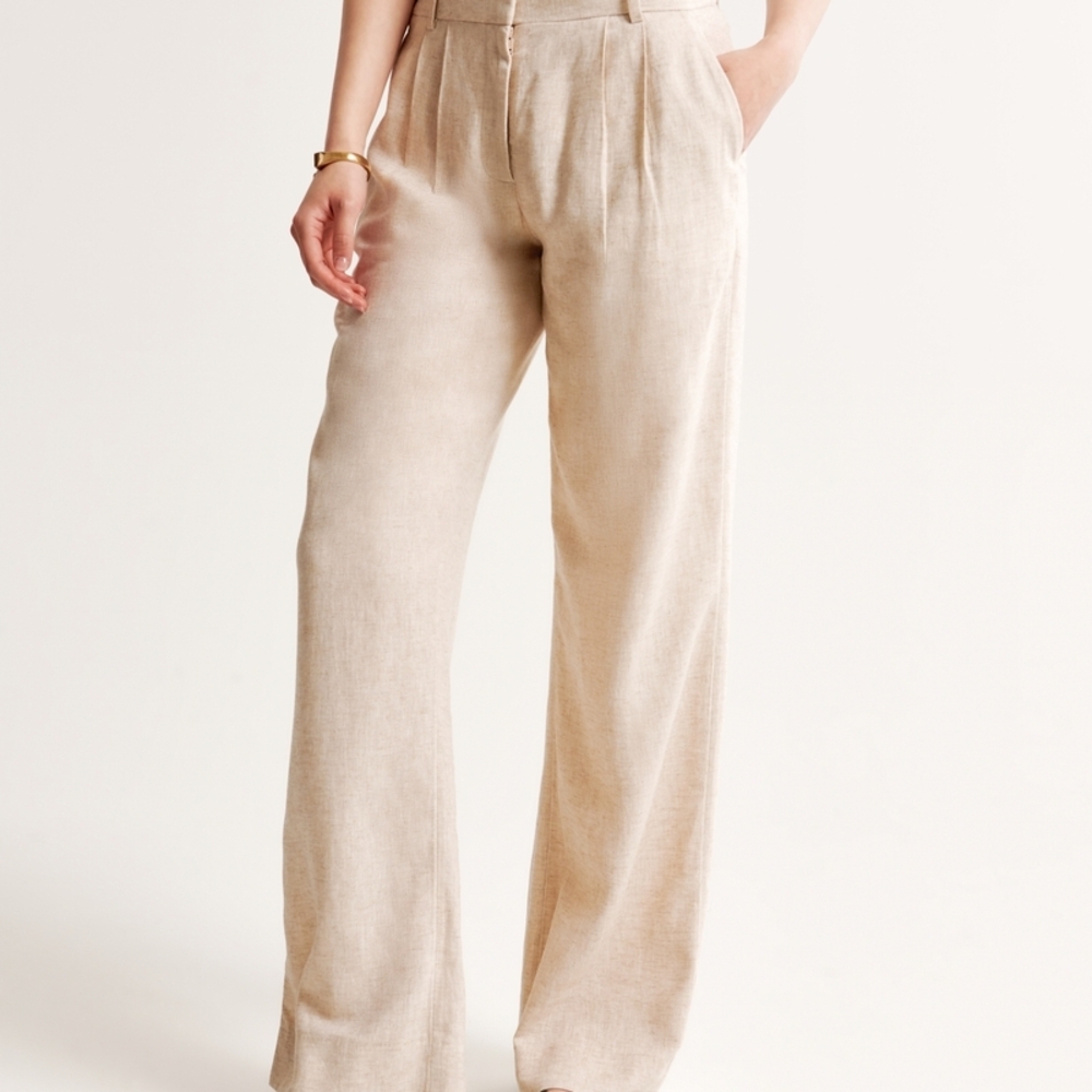 A&F Sloane Linen-Blend Wide-Leg Pants